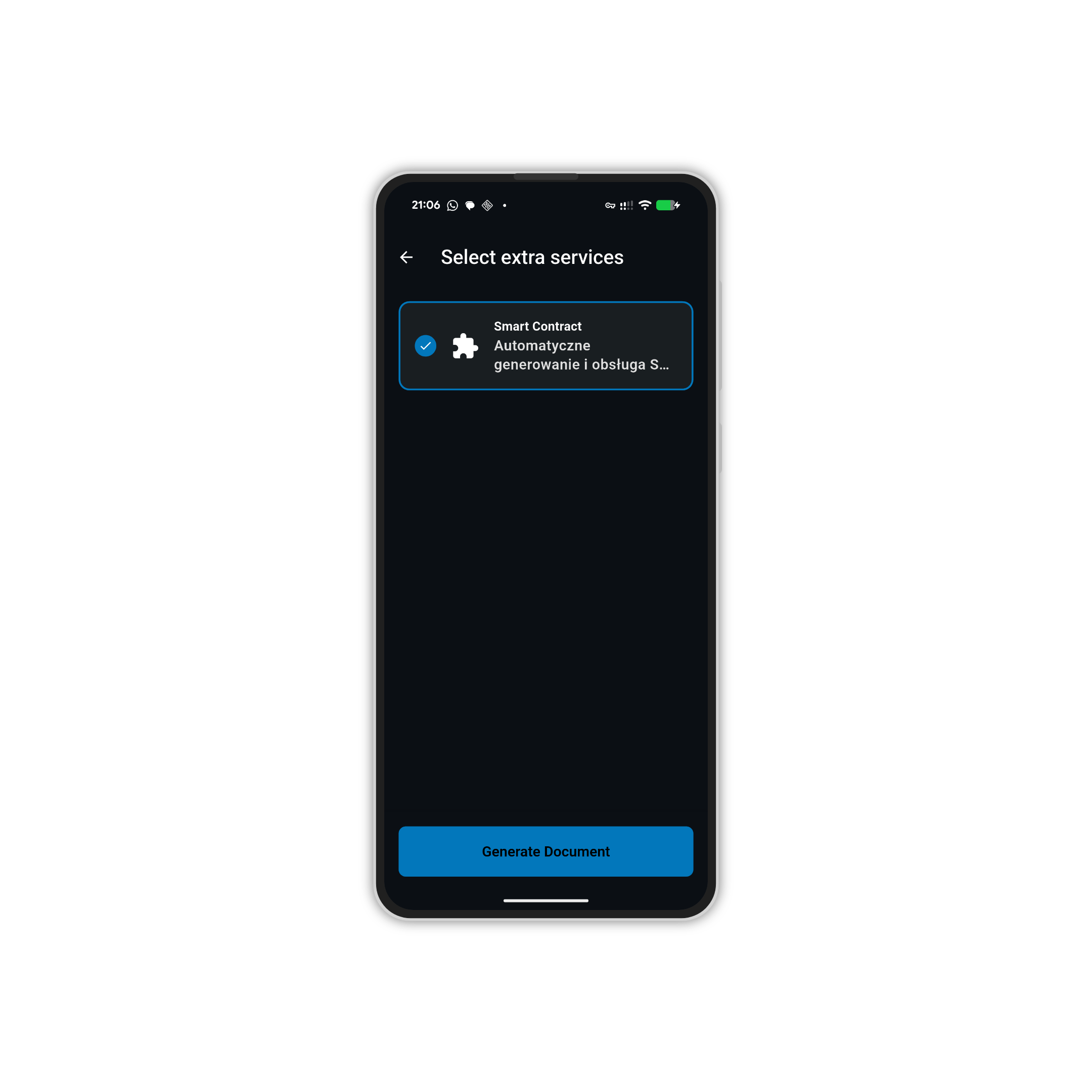 Aplikacja MotorsBot na telefonie