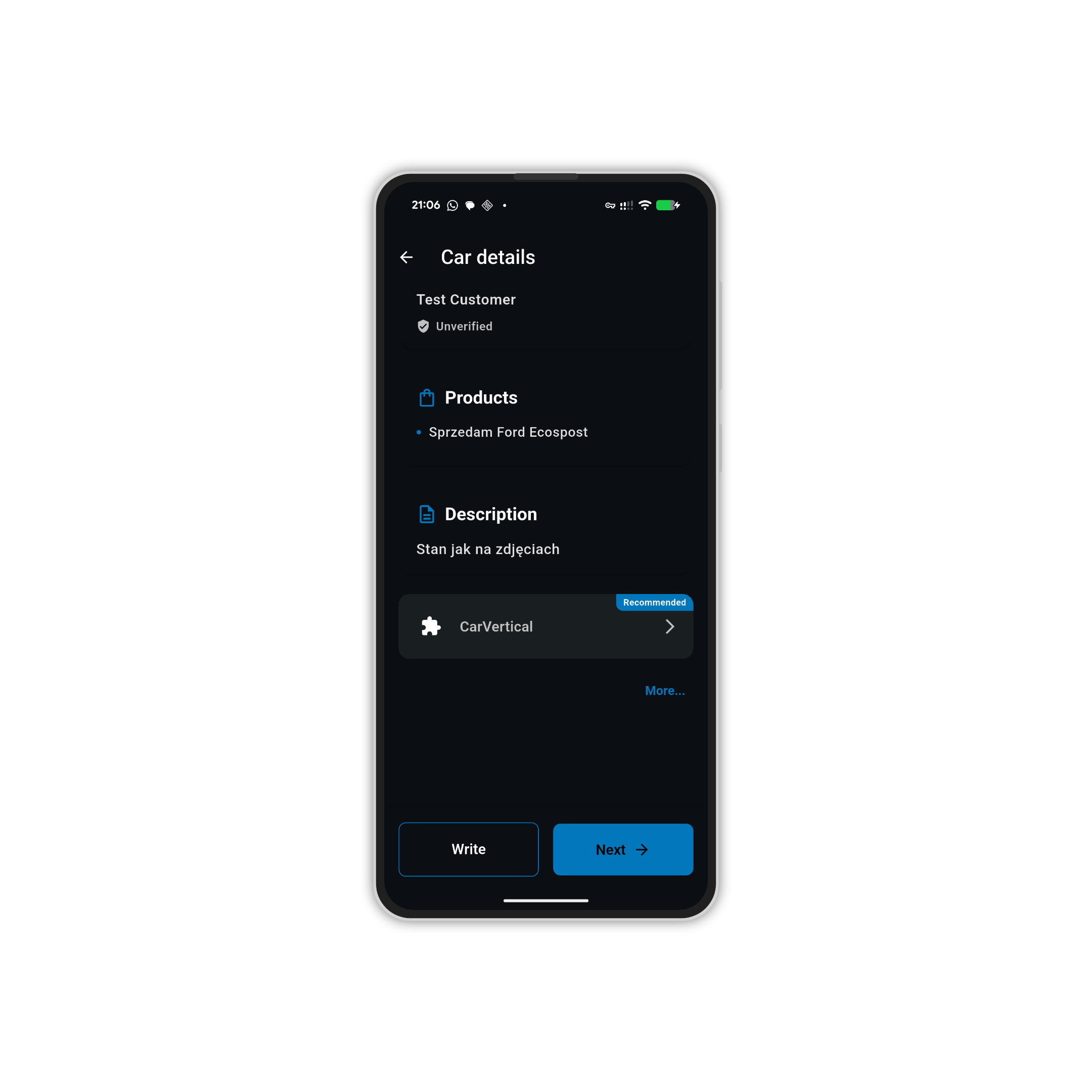 Aplikacja MotorsBot na telefonie